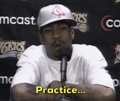 Allen Iverson practice interview with white t-shirt and hat