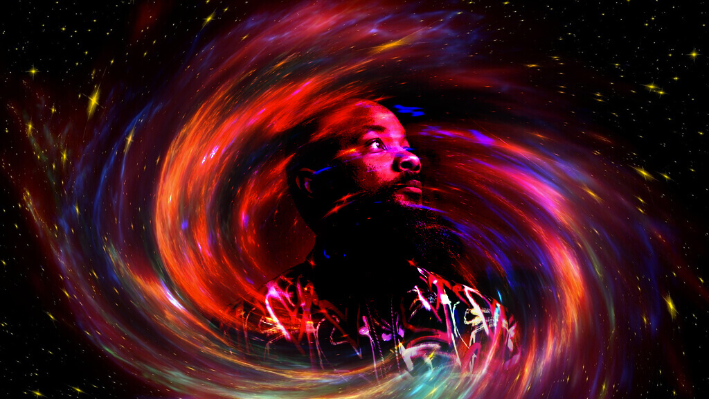 JClay blended in a colorful universe creation