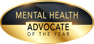 gold and black mental health advocate of the year award