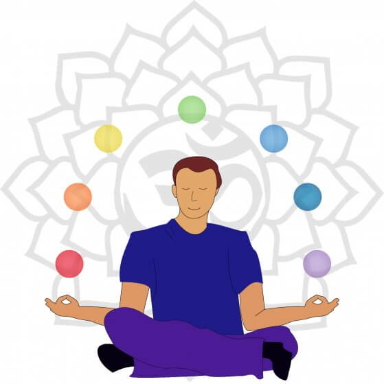 man happy meditating