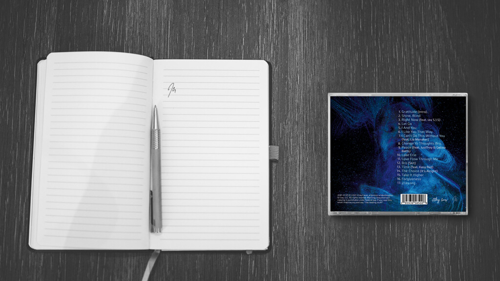 jclay journal with cd on table