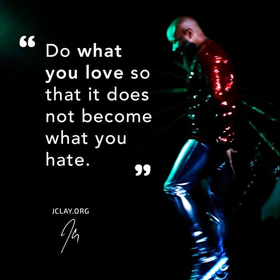 inspirational quote by jclay in a shiny outfit like michael jackson about love and hate